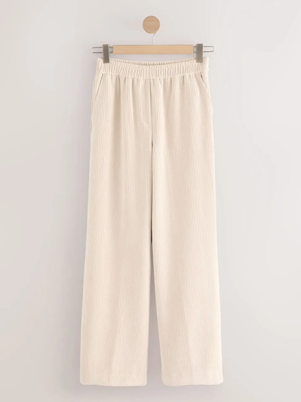 Ecru Wide Leg Soft Cord Trousers
