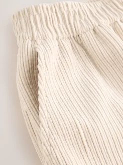 Ecru Wide Leg Soft Cord Trousers