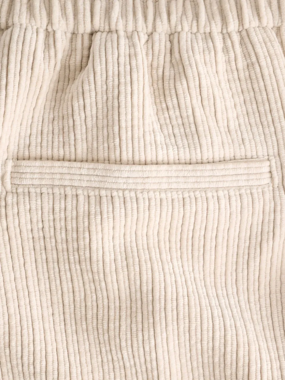 Ecru Wide Leg Soft Cord Trousers