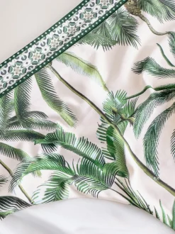 Ecru/Green Palm High Waist Print Bikini Bottoms