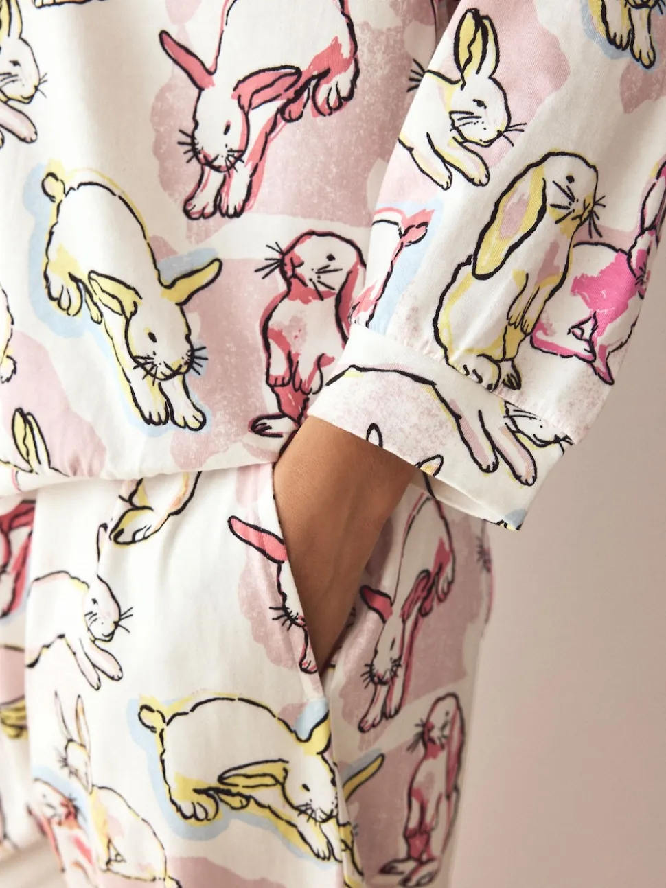 Ecru/Pink Bunny Long Sleeve Pyjamas