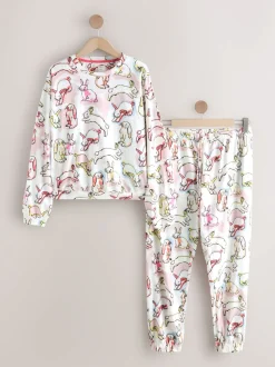 Ecru/Pink Bunny Long Sleeve Pyjamas