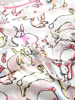 Ecru/Pink Bunny Long Sleeve Pyjamas