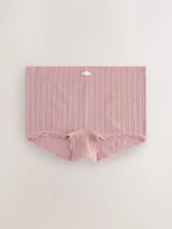 Ecru/Pink Short Seamfree Pointelle Knickers 3 Pack