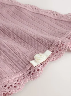 Ecru/Pink Thong Seamfree Pointelle Knickers 3 Pack