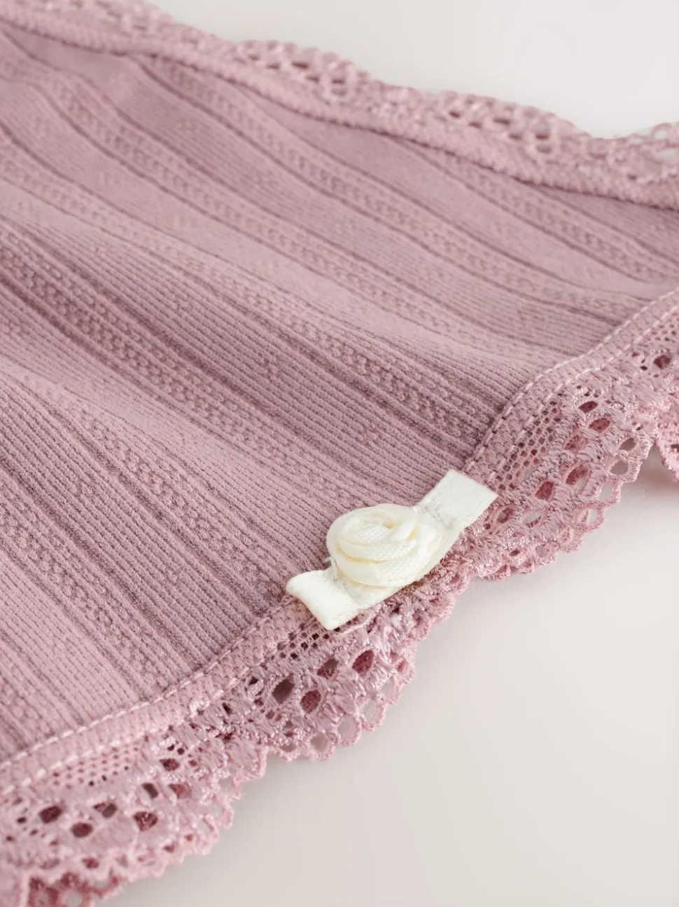 Ecru/Pink Thong Seamfree Pointelle Knickers 3 Pack