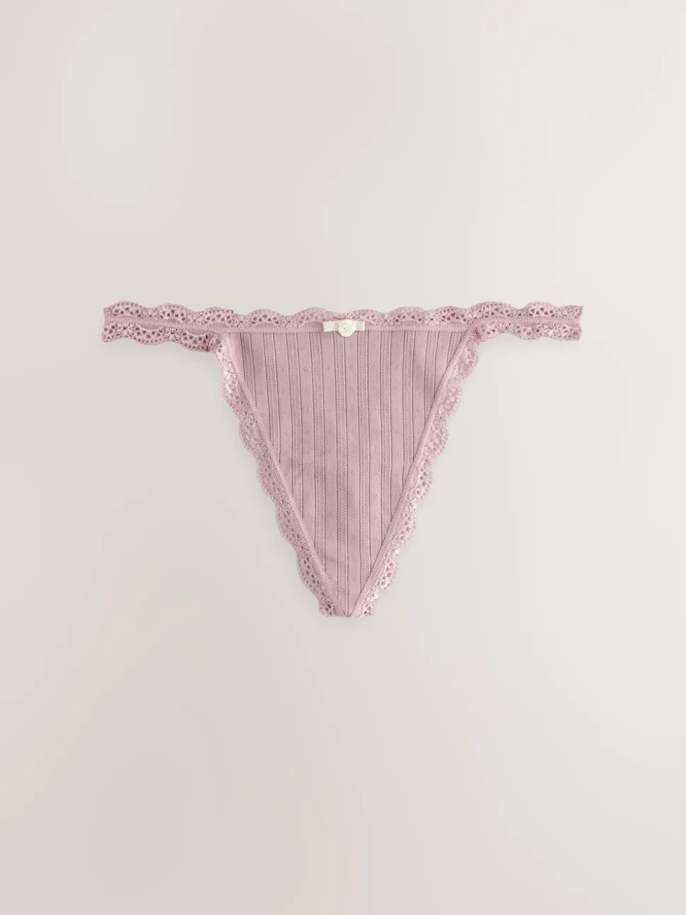 Ecru/Pink Thong Seamfree Pointelle Knickers 3 Pack