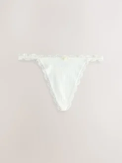 Ecru/Pink Thong Seamfree Pointelle Knickers 3 Pack