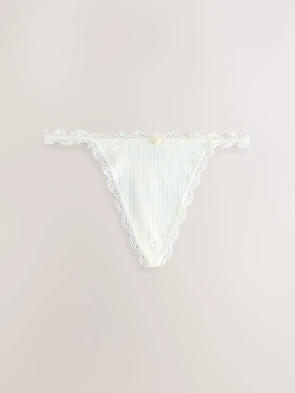Ecru/Pink Thong Seamfree Pointelle Knickers 3 Pack