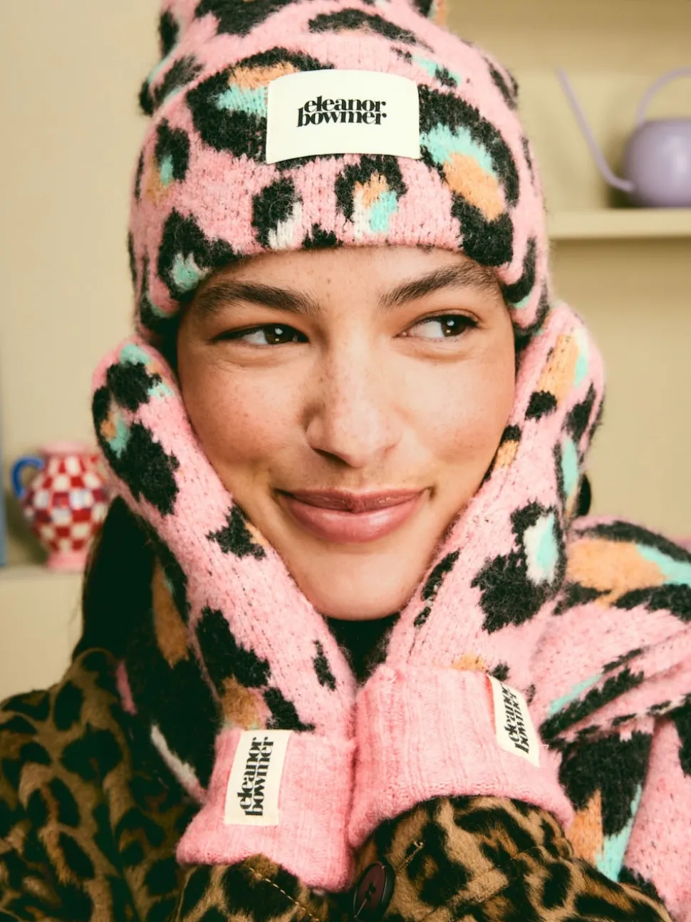 Eleanor Bowmer Checkerboard Lips Mittens