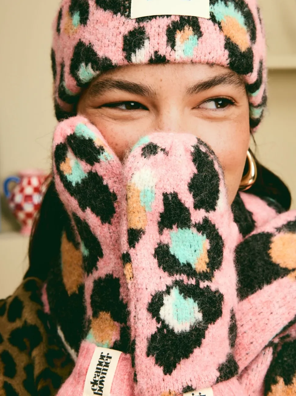 Eleanor Bowmer Checkerboard Lips Mittens