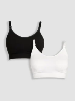 Emma Jane Black and White 2-Pack Cotton Seamless Nursing Bras