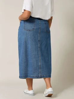 Evans Blue Button Through Denim Skirt