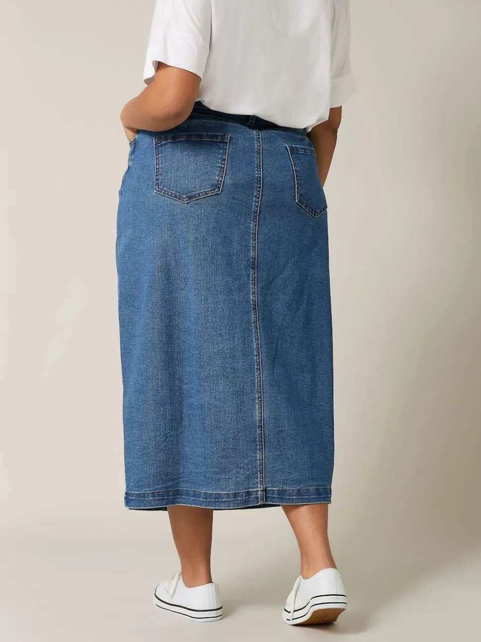 Evans Blue Button Through Denim Skirt