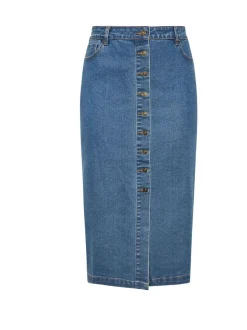Evans Blue Button Through Denim Skirt