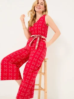 FatFace Aeran Red Jacquard Jumpsuit
