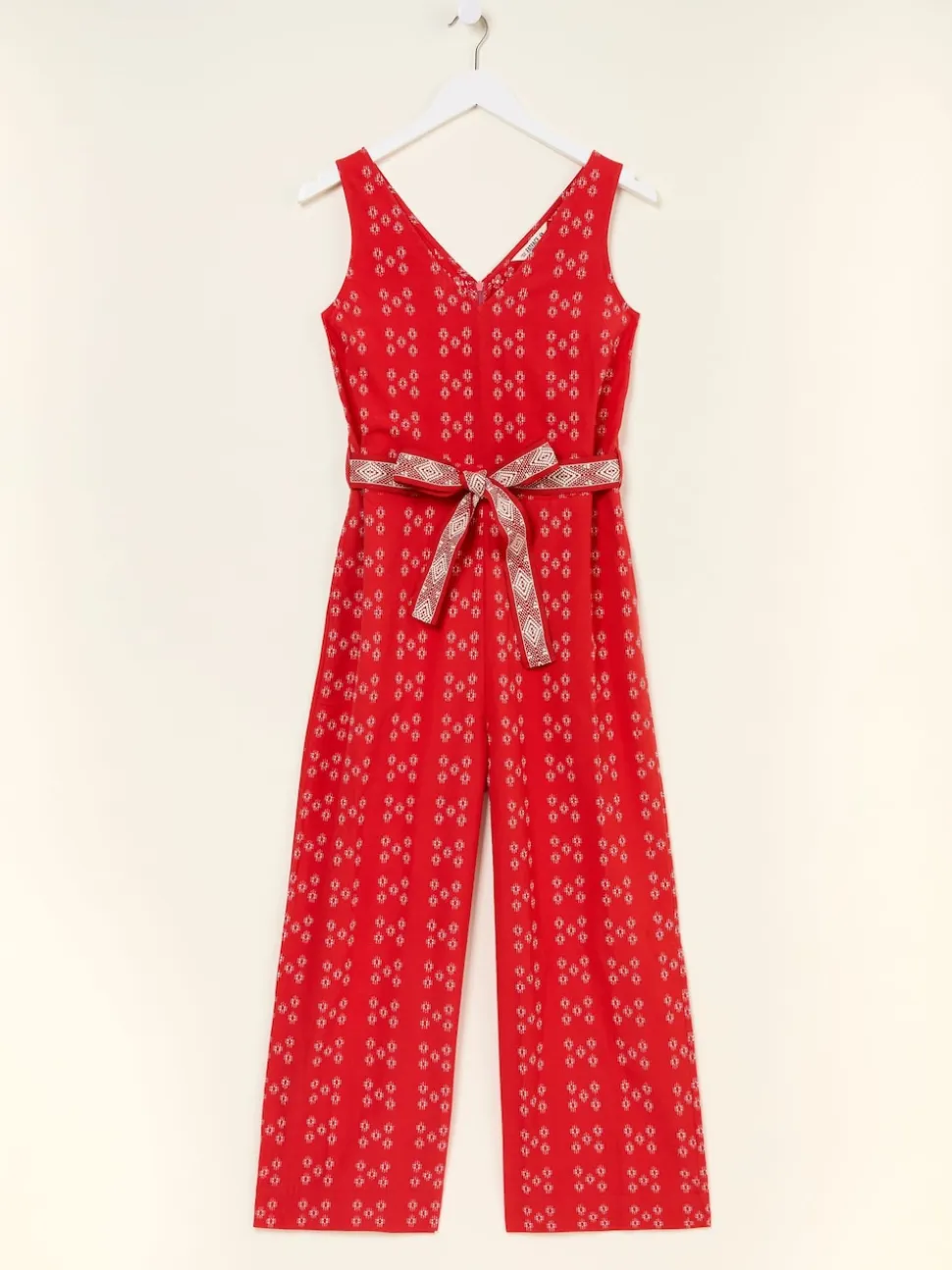 FatFace Aeran Red Jacquard Jumpsuit