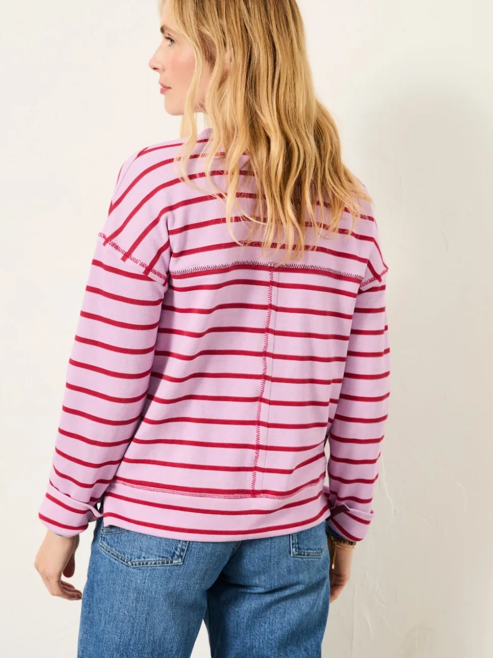 FatFace Airlie Lilac Purple Breton Stripe Crew Sweat