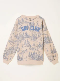 FatFace Alex Natural Ski Club Crew Sweatshirt