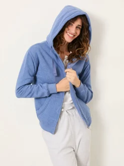 FatFace Amy Pale Blue Borg Lined Zip Through Hoodie