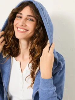 FatFace Amy Pale Blue Borg Lined Zip Through Hoodie