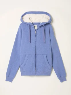 FatFace Amy Pale Blue Borg Lined Zip Through Hoodie