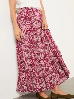 FatFace Anika Plum Purple Spriggy Ditsy Midi Skirt