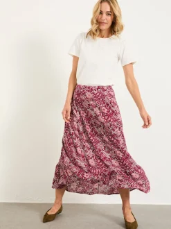 FatFace Anika Plum Purple Spriggy Ditsy Midi Skirt