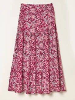 FatFace Anika Plum Purple Spriggy Ditsy Midi Skirt