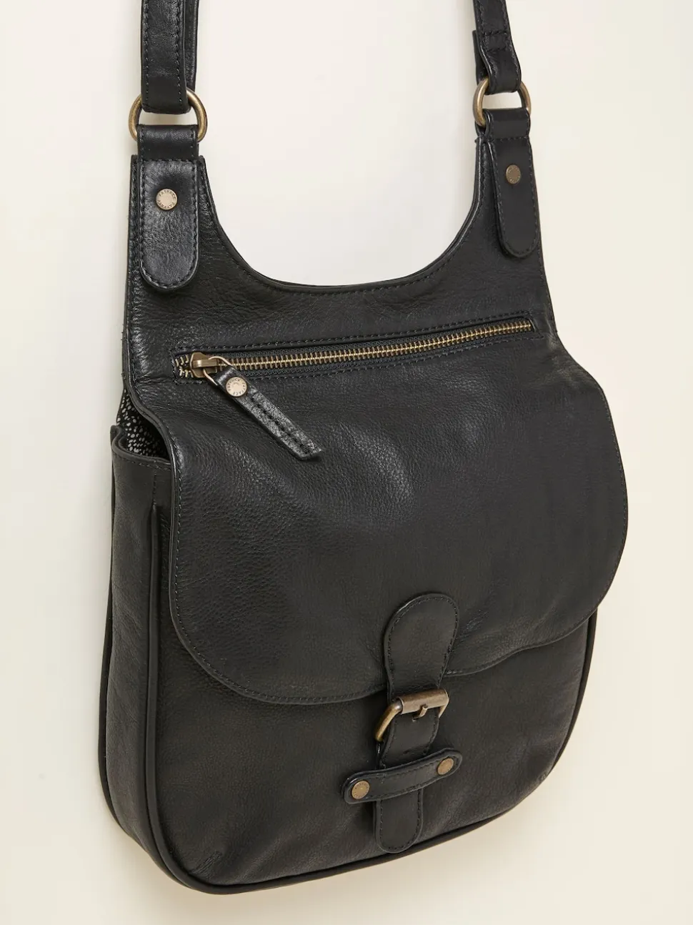FatFace Anna Black Oiled Crossbody Bag
