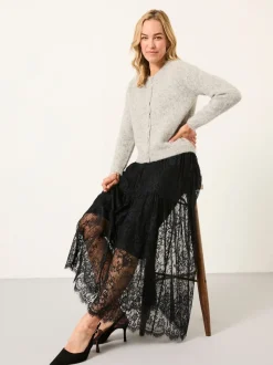 FatFace Annie Black Lace Midi Skirt