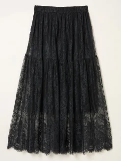 FatFace Annie Black Lace Midi Skirt