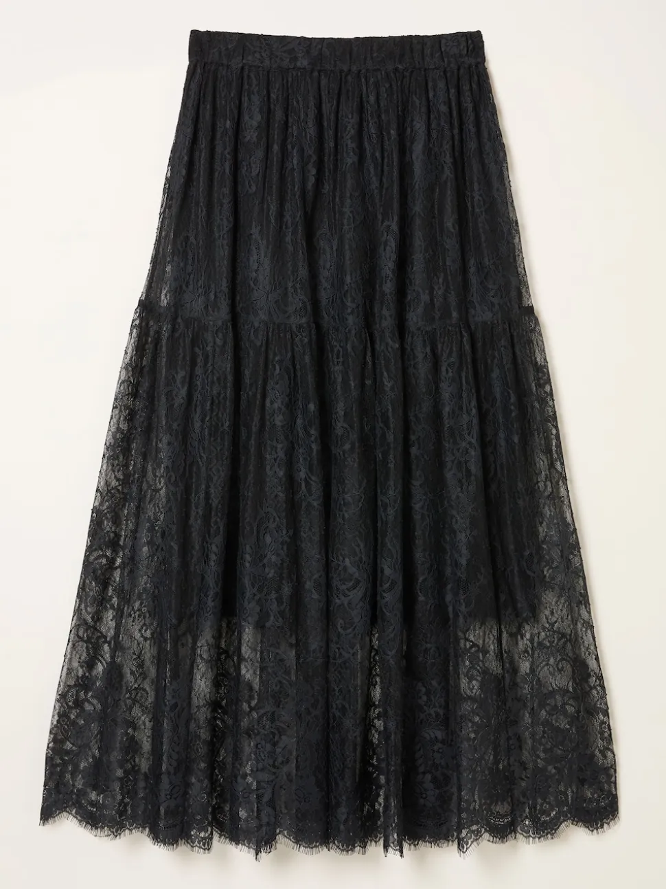 FatFace Annie Black Lace Midi Skirt