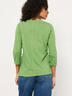 FatFace Aster Green 3/4 Sleeve V-neck T Shirt