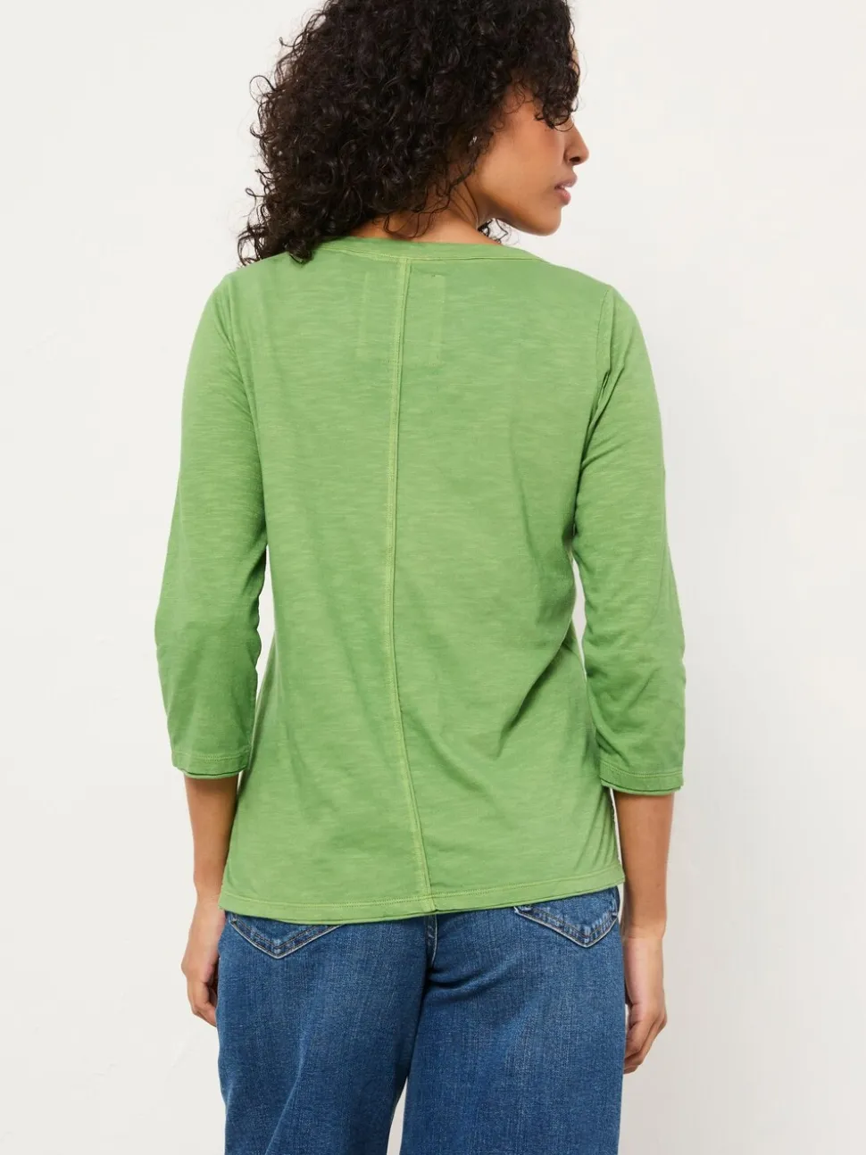 FatFace Aster Green 3/4 Sleeve V-neck T Shirt