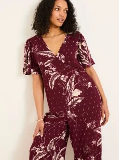 FatFace Azalea Claret Floral Print Jumpsuit