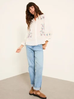 FatFace Betsie Ivory Embroidered Blouse