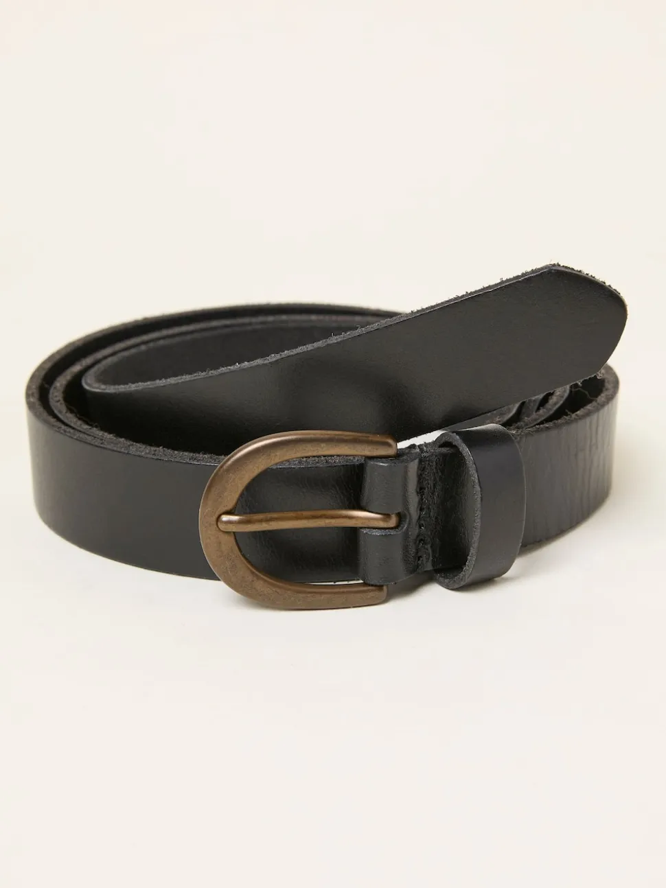 FatFace Black Heart Stud Detail Leather Belt