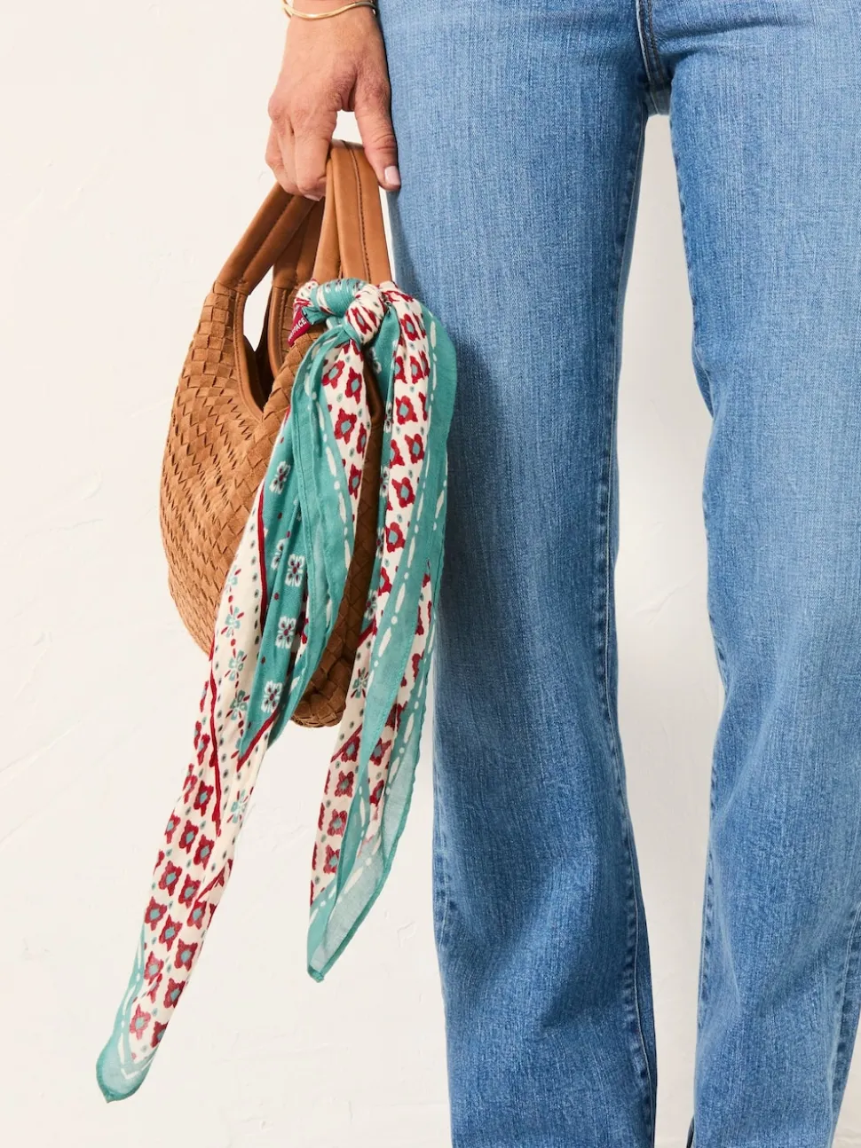 FatFace Blue Geometric Hair Scarf