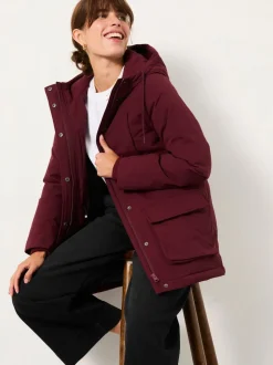FatFace Brea Dark Red Quilted Coat