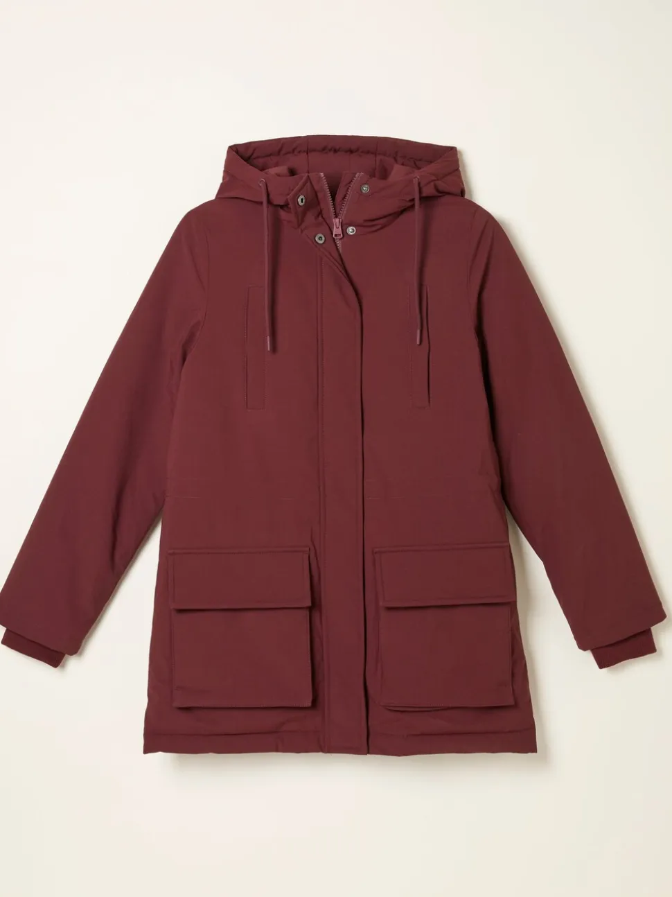 FatFace Brea Dark Red Quilted Coat