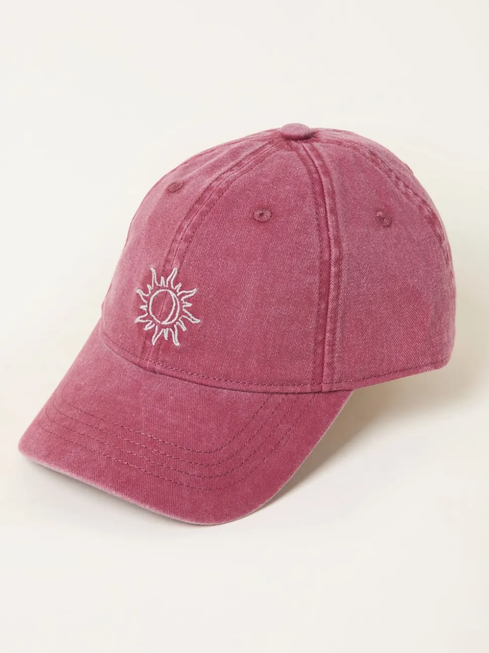 FatFace Burgundy Red Embroidered Sun Cap