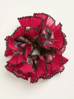 FatFace Burgundy Red Sketchy Texture Printed Scrunchie