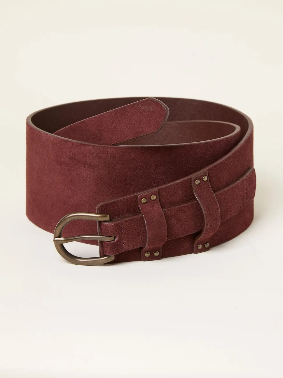 FatFace Burgundy Red Suede Waist Belt
