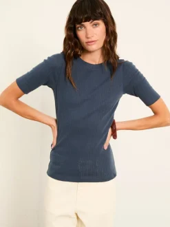 FatFace Callie Navy Pointelle Top