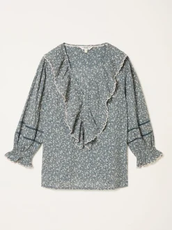 FatFace Carly Blue Ditsy Blouse