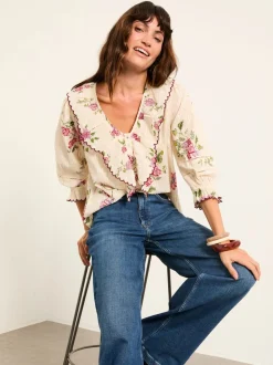 FatFace Carly Ivory Spring Floral Blouse