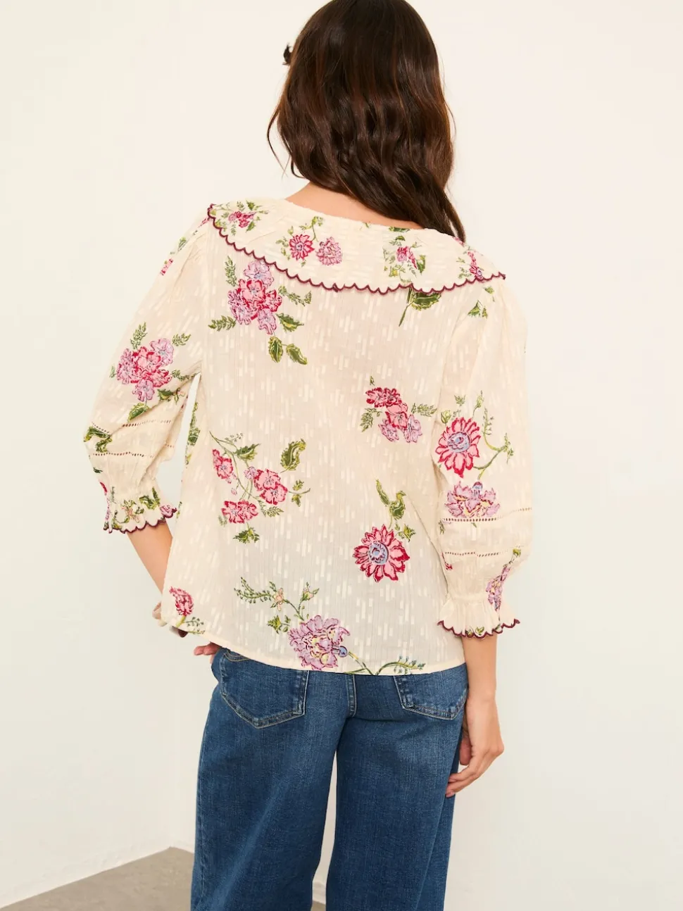 FatFace Carly Ivory Spring Floral Blouse