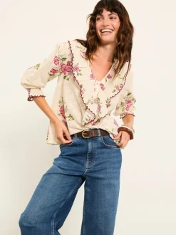 FatFace Carly Ivory Spring Floral Blouse