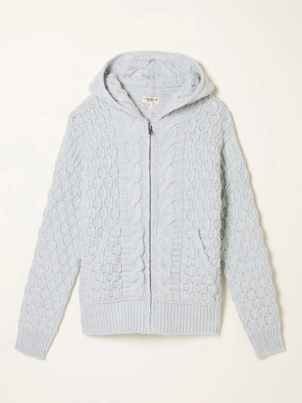 FatFace Casey Grey Knitted Cable Hoodie